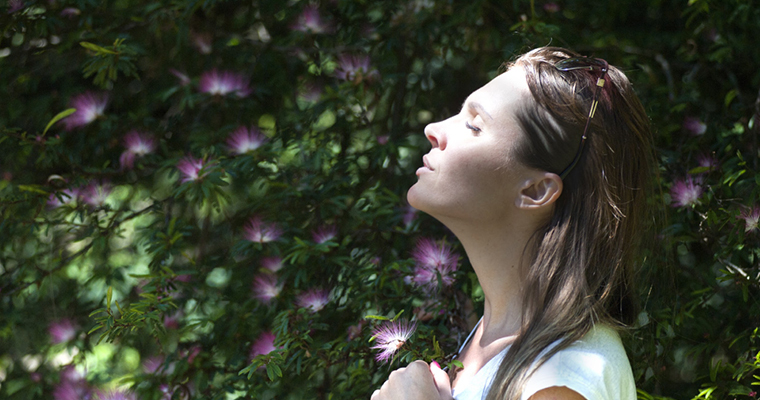 woman outdoor flowers woman outdoor flowers